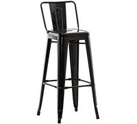 CLP Tabouret De Bar en Métal Mason I Chaise Haute De Bistrot Style Industriel Dossier Et Repose-Pieds I Chaise De Bar Confortable Et Design, Couleur:Noir