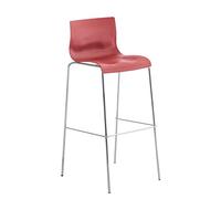 CLP Tabouret De Bar en Plastique I Chaise Haute De Bar Empilable I Piètement Et Repose-Pieds en Métal I Hauteur D'Assise 76 cm, Couleur:Rouge, Couleur du Cadre:Chrome