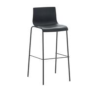 CLP Tabouret De Bar en Plastique I Chaise Haute De Bar Empilable I Piètement Et Repose-Pieds en Métal I Hauteur D'Assise 76 cm, Couleur:Noir, Couleur du Cadre:Noir