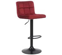 Tabouret De Bar - NIERGES Velours Rouge - Réglable en hauteur - Style Vintage - Matière du revêtement Tissu