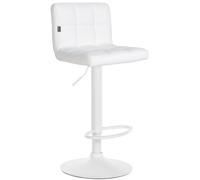 CLP Tabouret de Bar Feni Similicuir I Tabouret de comptoir réglable en Hauteur avec Repose-Pieds et Dossier, Couleur:Blanc, Couleur du Cadre:Blanc