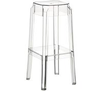 CLP Tabouret de Bar Fox en Plastique Résistant - Tabouret de Comptoir Stable et Léger (2 kg) - Hauteur 75 cm - Chaise Haute de Cuisine Empilable, Couleur:Transparent