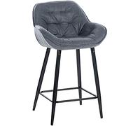 CLP Tabouret De Bar Gibson en Velours Ou Tissu I Chaise Haute avec Pieds en Metal I Assise Rembourée, Couleur:Gris, Matériel:Tissu
