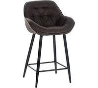 CLP Tabouret De Bar Gibson en Velours Ou Tissu I Chaise Haute avec Pieds en Metal I Assise Rembourée, Couleur:Marron, Matériel:Tissu