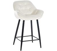 CLP Tabouret De Bar Gibson en Velours Ou Tissu I Chaise Haute avec Pieds en Metal I Assise Rembourée, Couleur:crème, Matériel:Velours