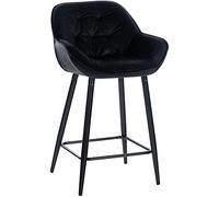 CLP Tabouret de bar Gibson avec Pieds en Métal , Noir /Velours Noir G
