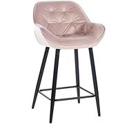 CLP Tabouret De Bar Gibson en Velours Ou Tissu I Chaise Haute avec Pieds en Metal I Assise Rembourée, Couleur:Rose, Matériel:Velours