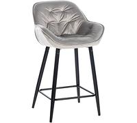 CLP Tabouret De Bar Gibson en Velours Ou Tissu I Chaise Haute avec Pieds en Metal I Assise Rembourée, Couleur:Gris, Matériel:Velours