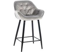 CLP Tabouret de Bar Gibson Velours I Chaise de comptoir rembourrée avec Repose-Pieds I Hauteur d'assise 76 cm, Couleur:Gris
