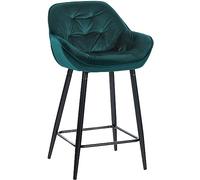 CLP Tabouret de Bar Gibson Velours I Chaise de comptoir rembourrée avec Repose-Pieds I Hauteur d'assise 76 cm, Couleur:Vert foncé