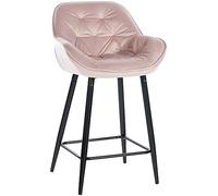 CLP Tabouret de Bar Gibson Velours I Chaise de comptoir rembourrée avec Repose-Pieds I Hauteur d'assise 76 cm, Couleur:Rose