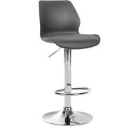 CLP Tabouret De Bar Gilbert I Tabouret De Bar avec Assise Rembourrée en Simili Cuir I Réglable en Hauteur, avec Repose-Pieds Et Dossier, Couleur:Gris, Matériel:Plastique