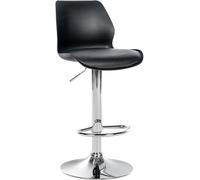 CLP Tabouret De Bar Gilbert I Tabouret De Bar avec Assise Rembourrée en Simili Cuir I Réglable en Hauteur, avec Repose-Pieds Et Dossier, Couleur:Noir, Matériel:Plastique
