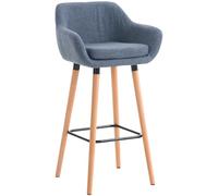 CLP Tabouret de Bar Grant Tissu Design Scandinave I Tabouret de Bar Industriel avec Dossier et Accoudoirs I Chaise de Bar Confortable Ergonomiqu, Couleur:Bleu