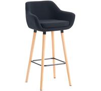 CLP Tabouret de Bar Grant Tissu Design Scandinave I Tabouret de Bar Industriel avec Dossier et Accoudoirs I Chaise de Bar Confortable Ergonomiqu, Couleur:Noir