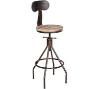CLP Tabouret de Bar Hanam au Look Industriel I Tabouret de Bar réglable en Hauteur avec Assise et Dossier en Bois I Tabouret métallique avec Repose-Pieds, Couleur:Bronze