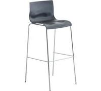 CLP Tabouret de bar Hoover 4 pieds - Assise Plastique , Gris/Chrome Gris
