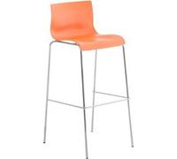 CLP Tabouret de Bar rembourré Hover, Plastique, Dossier & Repose-Pieds, Hauteur d'assise 75 cm, Structure métal chromé Couleur Orange Couleur du Cadre Chrome