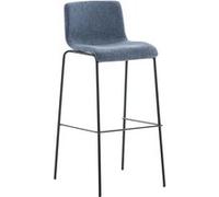 CLP Tabouret de bar Hoover Assise en Tissu - 4 Pieds en métal , Bleu/Noir Bleu G