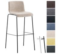 CLP Tabouret de bar Hoover Assise en Tissu - 4 Pieds en métal , Crème/Noir