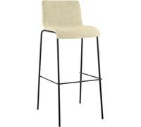 CLP Tabouret de Bar Hover avec Dossier, empilable, revetement en Tissu, Structure en Metal, Charge Max 150 kg, Couleur:crème, Couleur du Cadre:Noir
