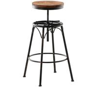 CLP Tabouret de Bar Industriel Beam Siège Rond en Bois I Hauteur Réglable Pieds en Métal avec Repose-Pied I Chaise Design Retro I Couleur:, Couleur:Bronze