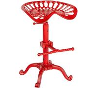 CLP Tabouret de Bar Industriel Butch I Siège en Fer Forgé Pieds en Métal I Chaise de Bar Ergonomique Hauteur Réglable, Couleur:Rouge