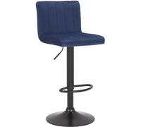 CLP Tabouret De Bar Jamie en Velours I Chaise Haute De Bistrot avec Repose-Pieds Hauteur Réglable Pivotant, Couleur:Bleu