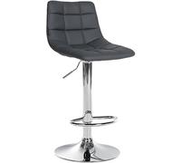 CLP Tabouret de Bar Jerry Similicuir I Chaise de Bar réglable en Hauteur I Chaise pivotante à 360° avec Dossier pour la Cuisine et Le bistrot | Couleur Gris Couleur du Cadre Chrome