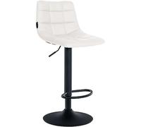 CLP Tabouret de Bar Jerry Similicuir I Chaise de Bar réglable en Hauteur I Chaise pivotante à 360° avec Dossier pour la Cuisine et Le bistrot, Couleur:Blanc, Couleur du Cadre:Noir