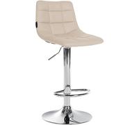 CLP Tabouret de Bar Jerry Similicuir I Chaise de Bar réglable en Hauteur I Chaise pivotante à 360° avec Dossier pour la Cuisine et Le bistrot, Couleur:crème, Couleur du Cadre:Chrome