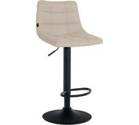 CLP Tabouret de Bar Jerry Tissu I Chaise de Bar réglable en Hauteur I Chaise pivotante à 360° avec Dossier pour la Cuisine et Le Salon | Couleur crème Couleur du Cadre Noir