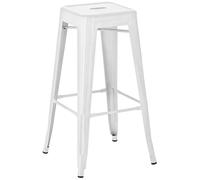 CLP Tabouret de bar Joshua – métal empilable, repose-pieds, hauteur d'assise 76 cm, Blanc
