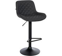 CLP Tabouret de Bar Kasson | Chaise de Bar Moderne avec Dossier, Structure métallique | Tabouret de Bar réglable en Hauteur, pivotant à 360, Couleur:Noir, Matériel:Similicuir