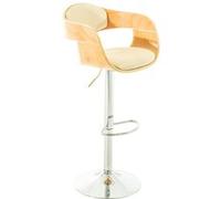 CLP Tabouret de bar Kingston avec Coque en bois Assise en similicuir , Nature / Crème Nature / Crème G