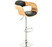 CLP Tabouret de bar Kingston avec Coque en bois Assise en similicuir , Nature / Noir Nature / Noir G