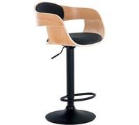 CLP Tabouret de bar Kingston avec Coque en bois Support en métal , Nature / Noir/Tissu Noir G