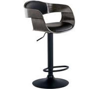 CLP Tabouret de bar Kingston avec Coque en bois Support en métal , Noir / Gris/Similicuir Noir G