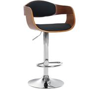 CLP Tabouret De Bar Kingston en Similicuir I Chaise Haute avec Coque en Bois Dossier Et Accoudoirs I Piètement Et Repose-Pied en Métal Chromé, Couleur:Noyer/Noir