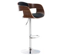 CLP Tabouret de bar Kingston – Réglable en hauteur, tissu, pivotant – Noyer/Noir