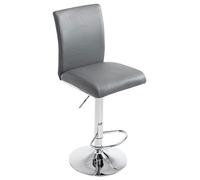 CLP Tabouret de Bar KÖLN en Similicuir - Chaise Haute Ergonomique Réglable en Hauteur et Pivotante ŕ 360° - Dossier et Repose-Pied Confortable, Couleur:Gris