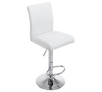 CLP Tabouret de Bar KÖLN en Similicuir - Chaise Haute Ergonomique Réglable en Hauteur et Pivotante ŕ 360° - Dossier et Repose-Pied Confortable, Couleur:Blanc