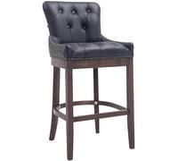 CLP Tabouret De Bar Lakewood Revętement Cuir Véritable I Sičge Bien Rembourré I Chaise Haute avec Pičtement A 4 Pieds Et Repose-Pieds en Bois, Couleur:Noir