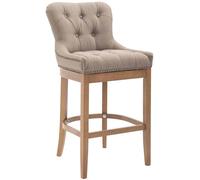 CLP Tabouret de Bar Lakewood Revêtement en Tissu I Chaise de comptoir rembourrée I Structure en Bois, Couleur:Taupe