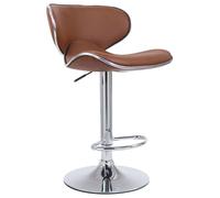 CLP Tabouret de bar Las Vegas V2 similicuir avec pied en métal , Marron clair/Chrome Marron clair