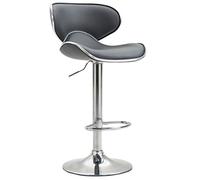 CLP Tabouret De Bar Las Vegas V2 Hauteur Réglable I Tabouret De Bar Confortable Avec Dossier Et Repose-pieds I Chaise Haute De Bar Rembourrée, Couleur:gris, Couleur du cadre:chrome