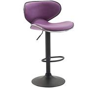 CLP Tabouret De Bar Las Vegas V2 Hauteur Réglable I Tabouret De Bar Confortable avec Dossier Et Repose-Pieds I Chaise Haute De Bar Rembourrée, Couleur:Violet, Couleur du Cadre:Noir