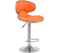 CLP Tabouret De Bar Las Vegas V2 Hauteur Réglable I Tabouret De Bar Confortable Avec Dossier Et Repose-pieds I Chaise Haute De Bar Rembourrée, Couleur:orange, Couleur du cadre:chrome
