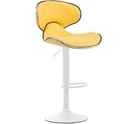 CLP Tabouret de bar Las Vegas V2 Hauteur réglable, dossier, repose-pieds, rembourré Jaune/Blanc