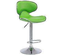 CLP Tabouret De Bar Las Vegas V2 Hauteur Réglable I Tabouret De Bar Confortable Avec Dossier Et Repose-pieds I Chaise Haute De Bar Rembourrée, Couleur:vert, Couleur du cadre:chrome